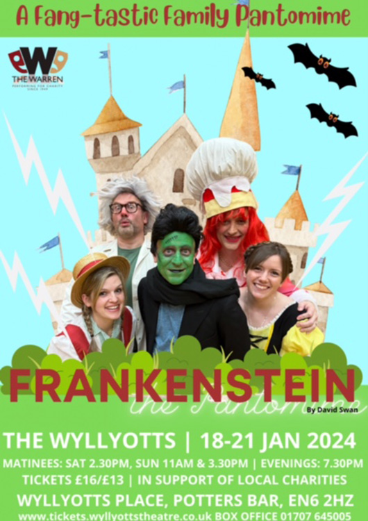Poster for Frankestein The Pantomime, our 2024 panto.